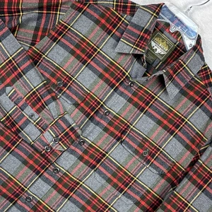 VTG Eddie Bauer Sport Shop Flannel Shirt Men L Red Gray Plaid Lumberjack Outdoor - Picture 1 of 8