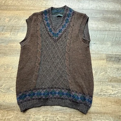 Vintage JT Beckett Sweater Vest Mens Medium Wool made in  USA Grandpa Knit - Image 1 of 4