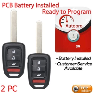 2 For 2017 2018 2019 2020 2021 Honda CIVIC CR-V CRV Uncut Keyless Remote Key Fob - Picture 1 of 2
