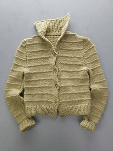 Vintage Handmade Green Wool Cardigan Sweater Button-Up Grunge Women's S/M - Picture 1 of 9