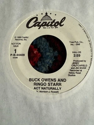 Buck Owens and Ringo Starr Act Naturally Promo Capitol P-B-44409 Beatles NM! - Image 1 of 3