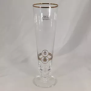 Warsteiner Pilsener 0.41L Beer Glass Germany Gold Rim Das Einzig Wahre 10” Tall - Picture 1 of 8