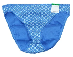 Charter Club Floral Print 100% Cotton Bikini Panty Women's Underwear L NWT Blue - Picture 1 of 2