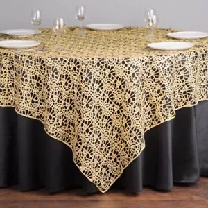 54" X 54" CHEMICAL LACE TABLE OVERLAY SQUARE TABLECLOTH SEQUIN COVER EVENT USA - Picture 1 of 5