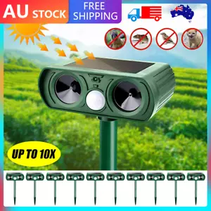 10X Solar Power Ultrasonic Garden Deterrent Repeller Animal Bird Dog Scarer Pest - Picture 1 of 11