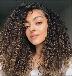 Black Brown Ombre  Kinky Curly Wigs for Women Synthetic Wigs Fashion Party Wigs  - Picture 1 of 9