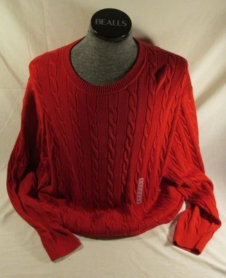 Suéter ROUNDTREE AND YORKE Algodón Carmesí Tejido con Cable Cuello Redondo Talla XXL 2XL Foto 1 de 3