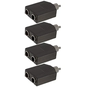4 Pcs RCA Male to 2x 6.35mm 1/4" Mono Female Splitter Audio Adapter Converter - Picture 1 of 2