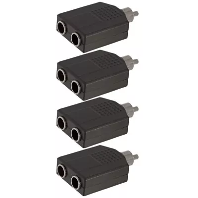 4 Pcs RCA Male to 2x 6.35mm 1/4" Mono Female Splitter Audio Adapter Converter - Image 1 of 2