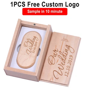 Wood Gift Box Photography USB Flash Drive 64GB Free Logo Pen Drive 32G Usb Stick - Afbeelding 1 van 15
