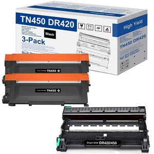 Lotto 2 toner TN450 + 1 batteria DR420 per Brother IntelliFax-2950 MFC-7860DW - Foto 1 di 19