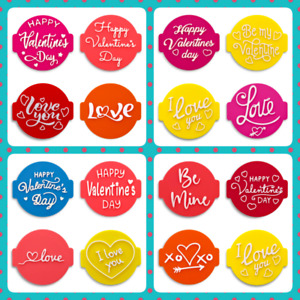 Happy Valentines Day (set of 4) Embosser Stamp for Icing Fondant Cookie Cake
