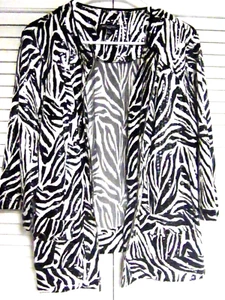 Notations Plus Size 1X Zebra Print Blazer Jacket Womens Black White Pockets - Picture 1 of 8