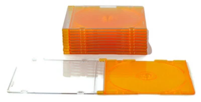 Lot Of 10 Single Memorex Multicolor Slim Jewel CD Cases Choice Orange Or Blue - Image 1 of 2