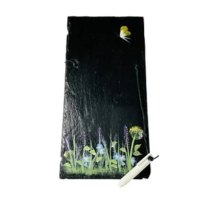 Hand Painted Antique Roof Slate Chalkboard Floral Butterfly Littleton NC 2005 - Picture 1 of 9