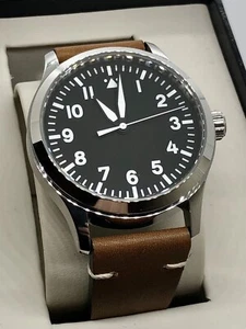 Reloj piloto Corgeut 42 mm esfera negra cristal de zafiro militar automático para hombre - Imagen 1 de 10