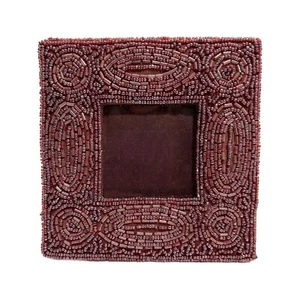 Pottery Barn Perlen Wirbel Bilderrahmen 5,5" x 5,5" Burgunderrot Quadrat - Bild 1 von 7