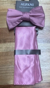 Alfani Pink Solid Tie Bowtie Pocket Square NEW - Picture 1 of 3