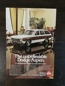 Dodge Aspen 1977 camioneta de colección página completa anuncio a color original - Imagen 1 de 1