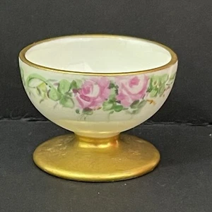 Miniature Limoges France Rose Pattern Footed Bowl/Salt - Picture 1 of 7