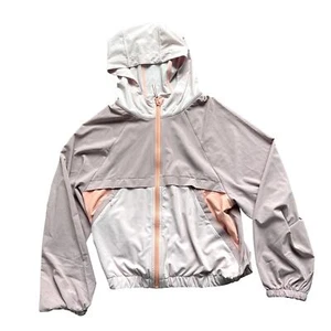 Athleta Girl Kids' Pink Color Block Windbreaker Full Zip Hooded Jacket - XL/14 - Picture 1 of 5