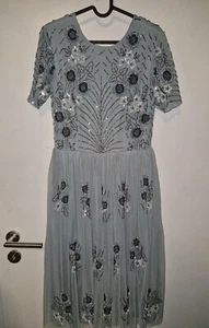 Midi Abendkleid mit Pailletten in blau,grau,grün - Bild 1 von 2