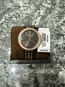 Michael Kors MK3584 Darci Gunmetal & Rose Gold 33mm Crystals Bezel Ladies Watch - Picture 1 of 6