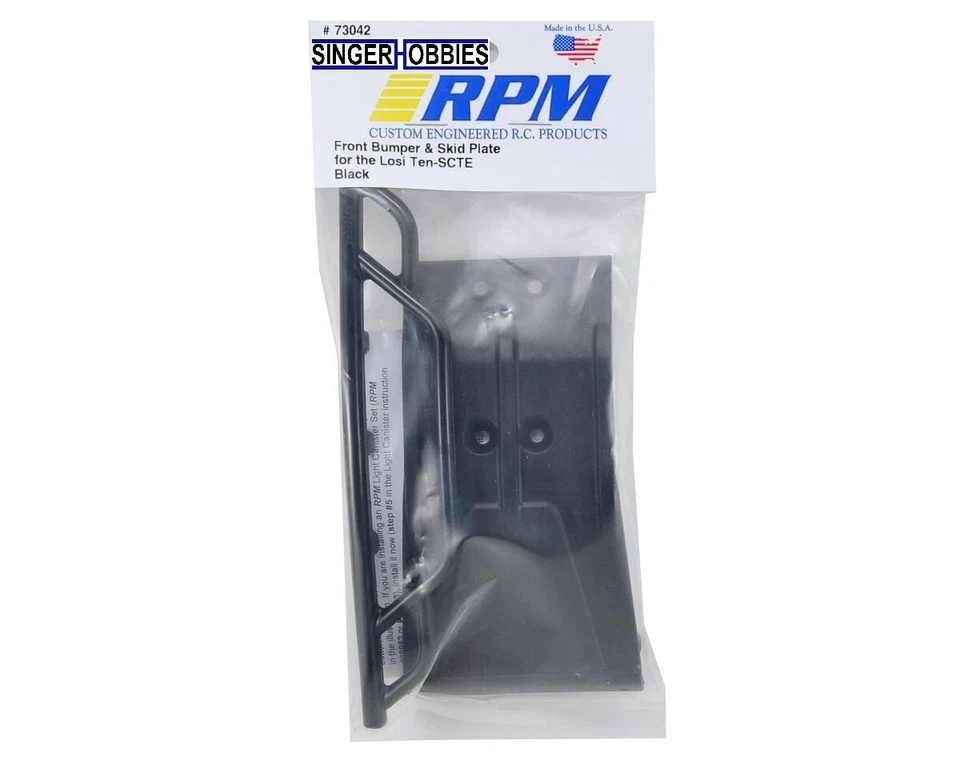 RPM Front Bumper and Skid Plate Black Losi SCTE Rpm73042