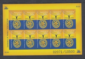 2005 50¢ Rotary International Centenary imperf “SHEETLET OF 10, SG 2518 Note”. - Picture 1 of 2