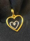 0.05 Cts Round Brilliant Cut Diamond Two-Hearts One Soul Pendant In 750 18K Gold