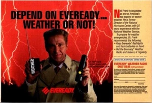 EVEREADY Weather Radio Ad Depend On Eveready Dr Neil Frank 1988 Family Circle - Picture 1 of 1