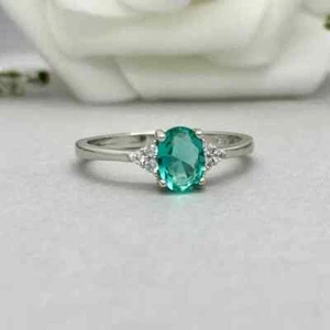 Anillo de Turmalina Paraiba Azul Natural Hecho a Mano Corte Ovalado Talla 925 Anillo de Plata 7 EE. UU. - Imagen 1 de 6