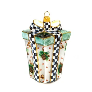 MACKENZIE-CHILDS Christmas Ornament FARMHOUSE GIFT BOX 53913-2164 - Picture 1 of 7