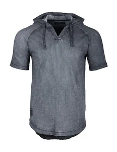 ZIMEGO Vintage Hipster Rounded Bottom Short Sleeve Pullover Raglan Henley Hoodie - Picture 1 of 6