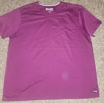 Blusa Médica Sólida Greys Anatomy Evans Para Hombres 2 Bolsillos Cuello Vino 2XL GRT091 Foto 1 de 4