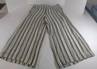 Apt. 9 Women’s Tan Black and White Striped Wide Leg Flowy Pants Boho Size Large - Image 1 of 4