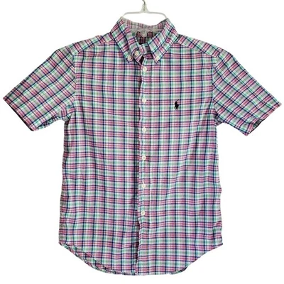 Camisa xadrez masculina manga curta Ralph Lauren com botões - Tamanho P (8) Preppy - Imagem 1 de 4