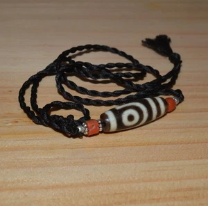 Antique 2 Eyes Taiwan Dzi Bead Protective Amulet Attract Wealth , PK - Picture 1 of 7