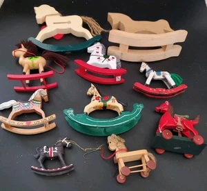 Collection Of 10 Vintage Rocking Horse Christmas Ornaments From 1984 All Unique  - Picture 1 of 17