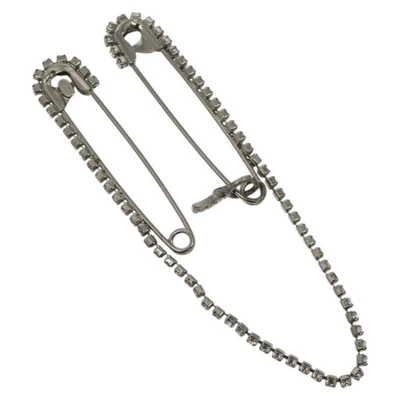 CHANEL Brooch metal Silver CC Auth bs26775 - Image 1 of 4