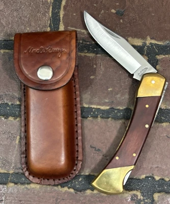 Cuchillo de cazador plegable vintage Schrade Uncle Henry LB7 Lockback de 4 pines, EE. UU. Funda Foto 1 de 4