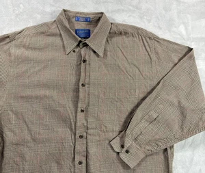 Pendleton Canterbury Cloth Button Up Men's XL Merino Wool Pima Cotton Plaid - Picture 1 of 13