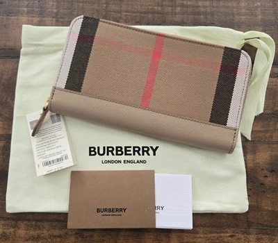 New Burberry Chestnut House Check Large Zip Around Wallet  W/Dust bag Authentic - Image 1 of 4