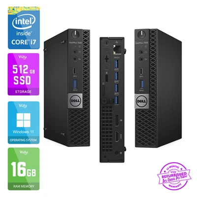 Dell Optiplex 7050 USFF Micro Mini PC Intel Core i5-i7 8-16GB 128GB-512GB WiFi - Image 1 of 4