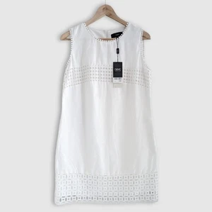 Next 100% Linen White Sleeveless Mini Dress Size 12 BNWT RRP£35 - Picture 1 of 5