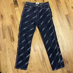 Jordache Jeans Womens 28 Blue Vintage Crop Diagonal Logo Casual Denim Adult - Picture 1 of 6
