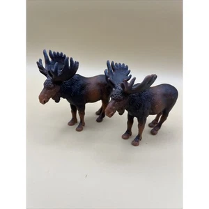 2 Schleich Male BULL MOOSE 1989 Retired Wildlife North American Figures Germany - Picture 1 of 10