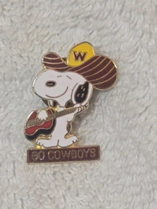 Peanuts Happy Snoopy Pin Singing Cowboy Lapel Pin Guitar Cowboy Hat Vintage - Picture 1 of 4