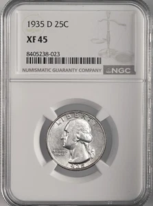 1935-D  25C WASHINGTON SILVER QUARTER DENVER  NGC XF45  #8405238-023 - Picture 1 of 4