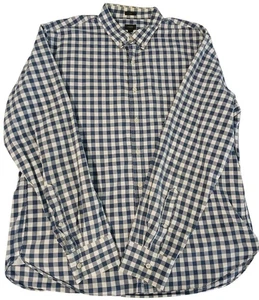 Camisa J Crew Para Hombre Azul Blanco Cuadros Guinga Calce Ajustado Manga Larga Con Botones XL - Imagen 1 de 7